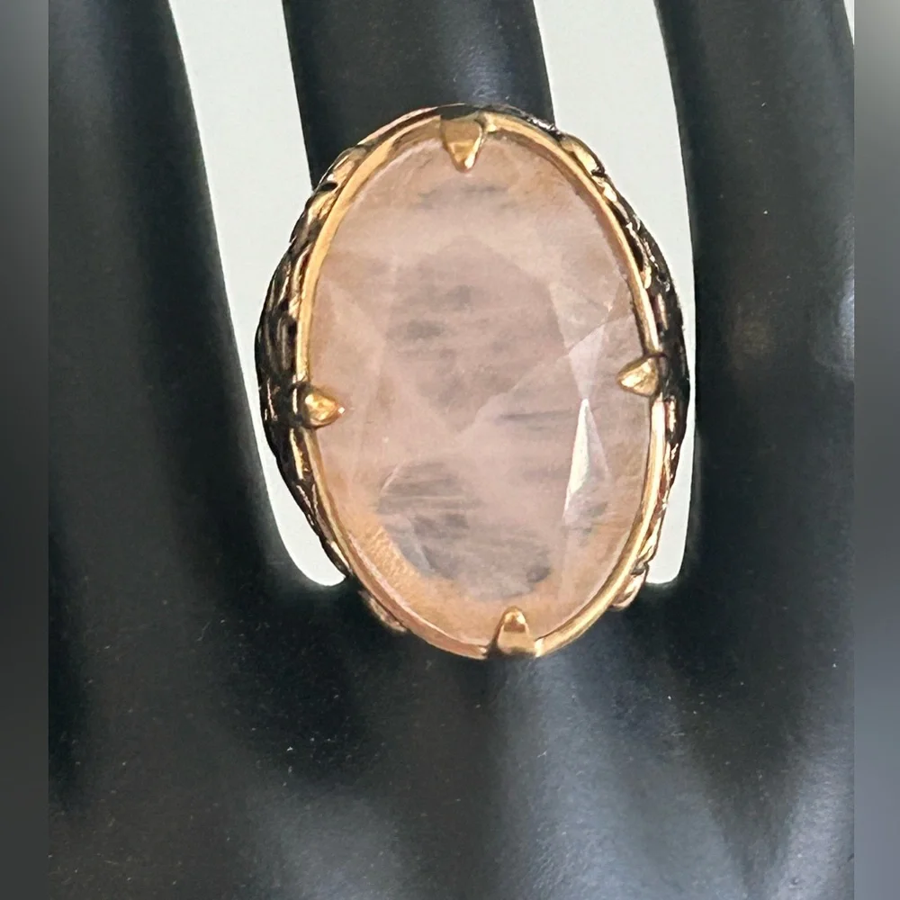 Barse Rose Quartz Brass Ring - Picture 2 of 6